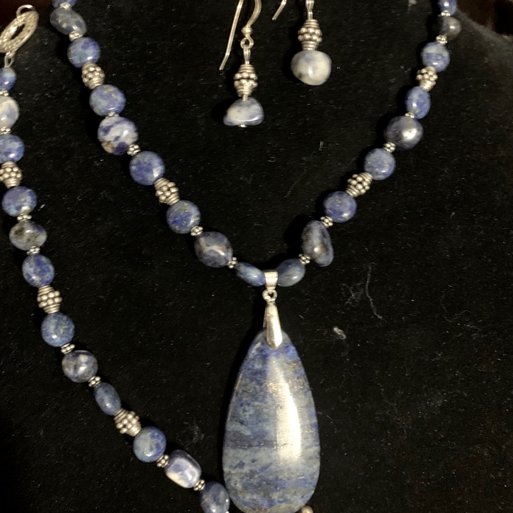 Blue Lapis and Sterling Silver Three Piece Set